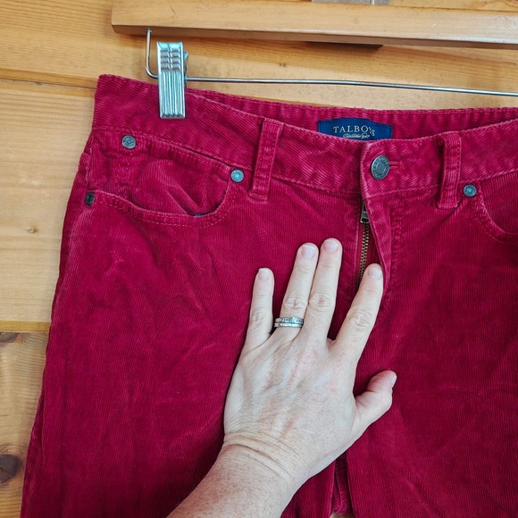 Talbots Red Corduroy Stretch Straight Leg Pants Preppy Casual Size 4(28") X 30" - Picture 4 of 10